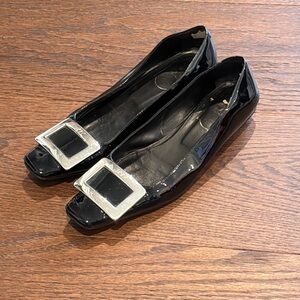 Roger Vivier Black Women's Flats Shoes with Silver Accents Size 37